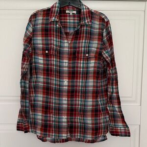 Madewell Red and Blue Plaid Casual Button Down Shirt -M